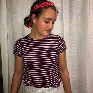 Cupio signature striped high neck tshirt